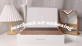 macbook air M1 (gold) aesthetic unboxing & accessories