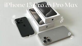 iPhone 15 Pro and Pro Max unboxing aesthetic | Black Titanium Natural Titanium🩶