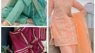 Simple Gota Work Dress Designs Color Combination Ideas