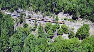 U.P.  Climbing out of Sacramento River Canyon, Aerial Video