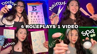 ASMR 4 RPS 1 VIDEO ! Doctor Exam, Haircut, Spa Facial, Tattoo, Piercings (personal attention)