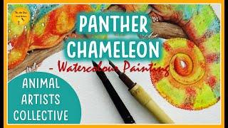 ANIMAL ARTISTS COLLECTIVE Nov 2019 - REPTILES: Panther Chameleon WATERCOLOUR painting