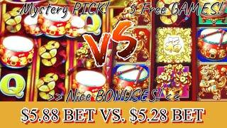 Dancing Drums Slot Machine $5.88 Bet VS. $5.28 Bet! Bonus Vs. Bonus Nice Wins 