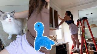 Painting the Kitchen Cabinets, Garden Progress, Kitty and Crochet Updates | VLOG