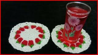 Amazing crochet strawberry pattern coaster।doily। Table runner। dinning table accessories।thalposh