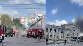 Russia Missile attack near monument MiG-21 fighter,House of officers destroyed in Vinnitsa. #ukraine