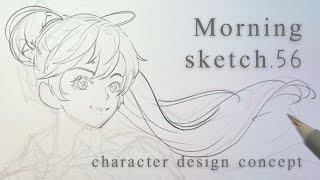 「Procreate morning sketch早晨素描」56 character design concep  ▶white noise