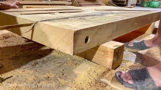 Large Tea Table From Giant Solid Wood Panels | Amazing Woodworking Skills | Woodworking Artisans