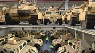 Inside US Massive Cargo Ship Moving Billions $ Worth of Military Vehicles By Sea