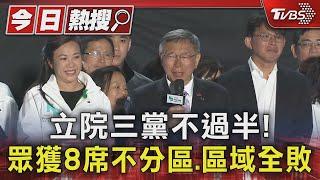 立院三黨不過半! 眾獲8席不分區.區域全敗｜TVBS新聞 @TVBSNEWS01