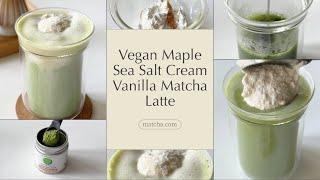 Vegan Maple Sea Salt Cream Matcha Latte | a dairy-free fall matcha recipe!