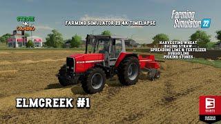 Elmcreek/#1/Harvesting/Baling,Subsoiling/Stone Picking/Farming Simulator 22/FS22 4K Timelapse