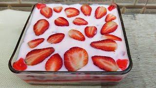 Best Strawberry Custard Trifle | Strawberry Trifle Recipe | Strawberry Dessert Recipe | pink custard