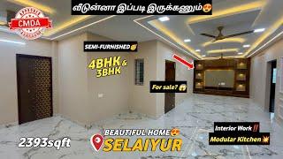 2393sqftSpacious Flat for sale in Chennai SelaiyurSemi-Furnished4BHK & 3BHKClose to Market