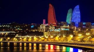 Баку  Азербайджан Красота ночного Баку City of light and fire Baku Night