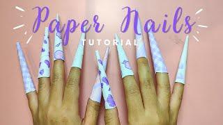 [paperdiy] Tutorial how to make paper nails kuromi purple theme 