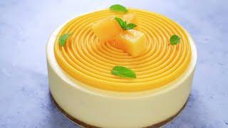 No-bake Mango Cheese Mousse Cake | Eggless Mango Mousse, melt in the mouth