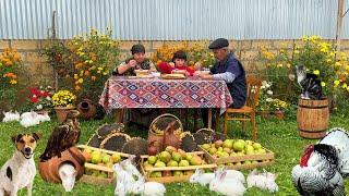 Grandma Made Fresh Bean Soup with Vegetables.