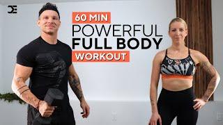 1 Hour FULL BODY DUMBBELL WORKOUT | Strength & Muscle Building | Warm Up + Cool Down