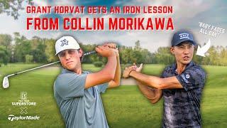 Collin Morikawa Gives @GrantHorvatGolfs An Iron Play Masterclass!