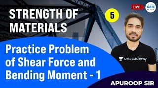 Practice Problems of Shear Force and Bending Moment -1 |L5 | SOM | #Apuroop_Sir