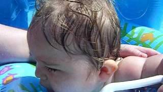 Aiden yelling in the pool