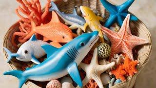 Sea Animals Play: Pufferfish, Sea Turtle, Starfish, Seahorse, Eel Fish, #Dolphin #Shark