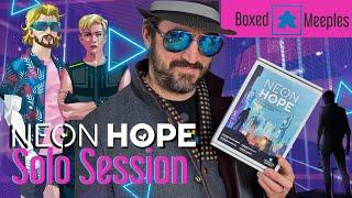 Neon Hope - Solo Session - Review of this Cyber Punk Narrative Kickstarter Board game