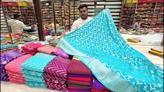 Chickpet Bangalore Fancy designer sarees||#Byrappa Silks|| single saree courier available