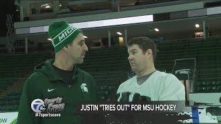Justin Rose tries out for Michigan State hockey