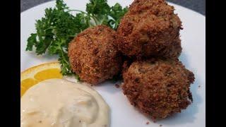 Air Fryer Maryland Crab Balls.  The Best Maryland Crab Balls with Garlic Lime Aioli