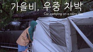 Rainy Day In Autumn️ Land Rover Discovery 4 Car CampingㅣCool Sound Of RainㅣWith My Friend