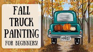 Beginner Pumpkin Pickup Truck Painting | Step by Step Acrylic Painting Tutorial