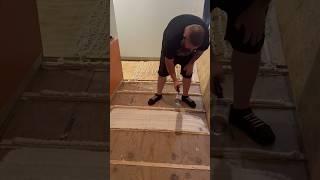 Installing new subfloor over sleepers to fix uneven floor #homeimprovement #construction #diy