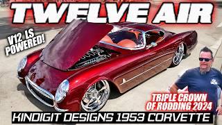 DAVE KINDIG CRUISES IN "Twelve Air" V-12 53' Corvette! Triple Crown of Rodding 2024 Car Show Winner