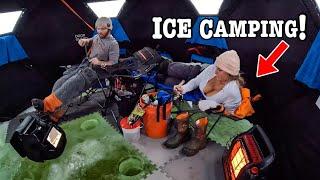 ICE CAMPING EARLY ICE For BIG FISH ALL NIGHT!!! (Sub-Zero Temps!!)