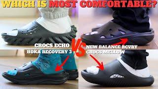 Which is More Comfortable? New Balance Fresh Foam RCVRY Slides vs Crocs Echo & Mellow Slides!