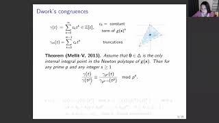 M. Vlasenko - Dwork's congruences and p-adic cohomology