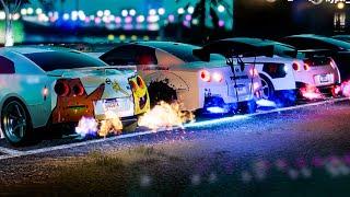 NFS Heat | All GTR Meet - Flame Spitting GTRs Cruising Through Palm City /Drag Racing At Bridge