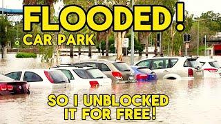 I couldn't resist unblocking this car park drain in Australia