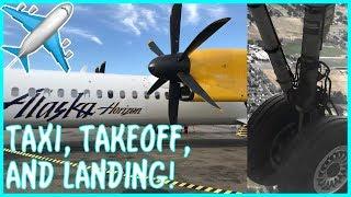 Alaska Airlines (Horizon Air) Bombradier Q400 Propeller Plane Taxi, Takeoff, and Landing