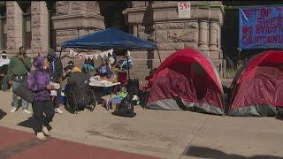 Activists set up camp outside Minneapolis City Hall to protest encampment clear-out