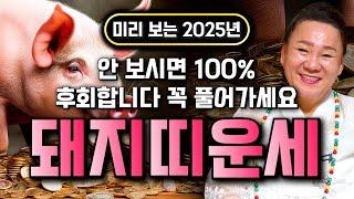 미리보는 2025년 하반기 무조건 대박나는 돼지띠 운세 삼재지만 기회와 시작과 올해 반드시 돈복 터져 초대박납니다! 47년생 59년생 71년생 83년생 95년생 돼지띠 운세