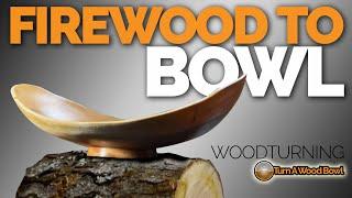 Firewood to Natural Edge Bowl Woodturning — Video