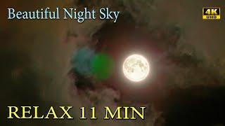 MOONlight RELAX  Moon in the clouds. Night sky. Music for Sleep, relaxing ambient music
