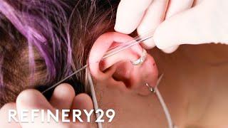 I Got An Industrial Ear Piercing For The Second Time | Macro Beauty | Refinery29