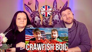 BRITS REACT | Brits try Louisiana Crawfish Boil for the first time! | BLIND REACTION