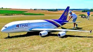 STUNNING ! GIGANTIC ! 102KG XXXL RC AIRBUS A-380 / SCALE MODEL TURBINE JET AIRLINER / FLIGHT DEMO !