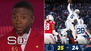 ESPN reacts to Anthony Richardson's 2-PT conversion run, sealing Colts' 25–24 comeback over Patriots