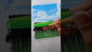 landscape painting • with Poster Colors | 'flowers scenery'   #shorts